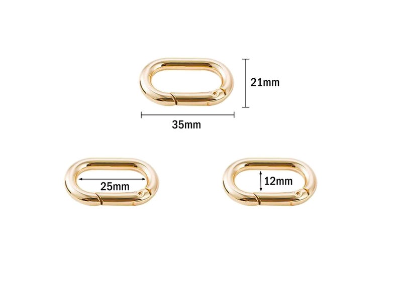 Bobeey 4pcs Carabiner Metal Spring Key Ring,Spring Snap Hooks Clip,Spring Keyring Buckle,Oval Ring for Bags,Purses BBC39(Light Gold) - Image 2